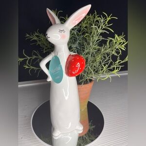 Martha Stewart Home Ceramic Easter Bunny Holding Strawberry 10 Inch Rare NWT